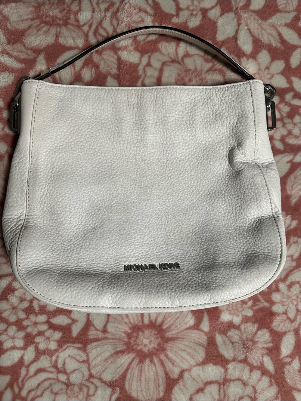 Michael Kors White Pebbled Leather Shoulder Hobo